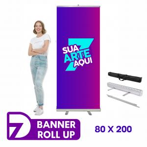 Banner roll-up Estrutura metálica - Impressão em lona 80x200 4x0   