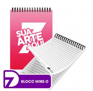 Bloco de Anotação Wire-o Capa couchê 250g - Wire-o  Sua Arte Personalizada  Corte reto Miolo com 30 Folhas