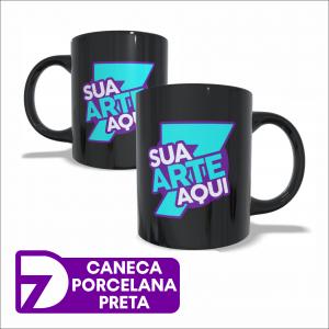 Caneca Preta Personalizada Porcelana Personalizado Sua Arte Personalizada   